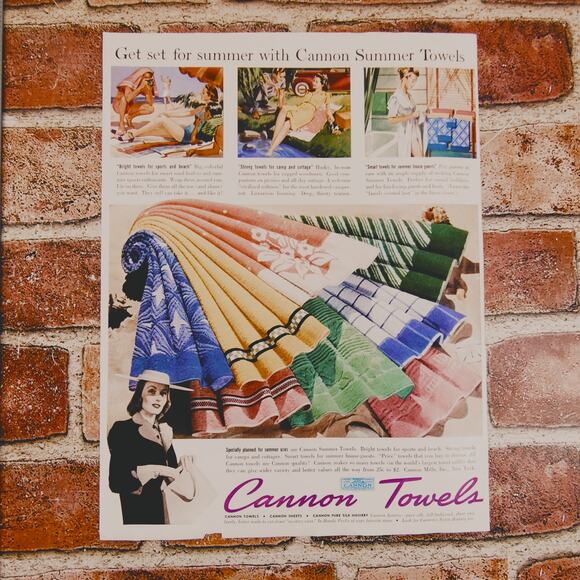 1940 Vintage Cannon Towels Print Ad Colorful Summer Towels Retro Home Decor - Picture 12 of 12